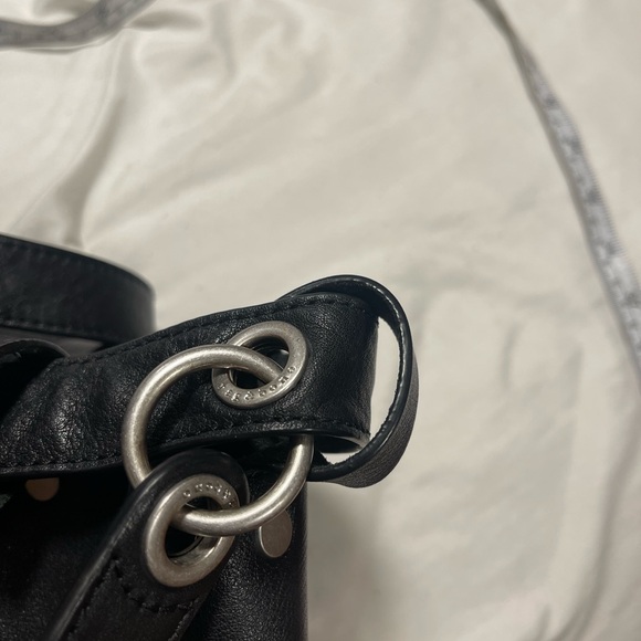 Rag & bone"Studded Pebbled Leather Bucket Bag Black - Picture 8 of 16